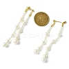 Round Shell Pearl Beaded Tassel Stud Earrings for Women EJEW-TA00563-3