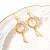 Elegant and Stylish Brass Flat Round Tassel Hoop Earrings IA0853-4