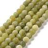 Round Frosted Natural TaiWan Jade Bead Strands G-M248-6mm-02-2