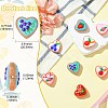 9Pcd 9 Colors Painted Glass Beads Enamel Beads Heart with Fruit LAMP-CJ0002-45-2