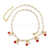 Brass Micro Pave Clear Cubic Zirconia Beaded Necklaces NJEW-Z059-04G-02-2