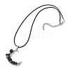 2Pcs 2 Styles Tibetan Style Alloy Moon Pendant Necklaces Set NJEW-JN04608-5