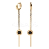304 Stainless Steel Crystal Rhinestone Flat Round Tassel Hoop Earrings EJEW-G453-02G-4