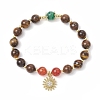 Natural Striped Agate & Tiger Eye Round Beaded Bracelets BJEW-JB11934-03-2