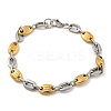 Ion Plating(IP) Two Tone 201 Stainless Steel Oval Link Chain Bracelet BJEW-B078-49GP-1