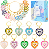 Alloy Enamel Heart Pendant Decorations HJEW-SC00048-1