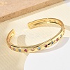 Brass Micro Pave Cubic Zirconia Cuff Bangles for Women BJEW-A172-02G-3