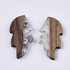 Transparent Resin & Wood Cabochons RESI-Q210-015A-A02-2
