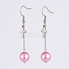 Glass Pearl Dangle Earrings EJEW-JE03965-05-1