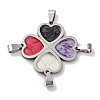201 Stainless Steel with Glass Connector Charms STAS-Q342-09P-1