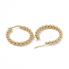 201 Stainless Steel Round Beaded Hoop Earrings with 304 Stainless Steel Pins for Women EJEW-B016-01D-G-2