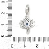 925 Sterling Silver Pave Marine Blue Cubic Zirconia Lotus Flower European Dangle Charms KK-P324-12P-3