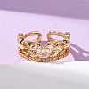 Brass Micro Pave Cubic Zirconia Cuff Rings RJEW-A082-01G-1