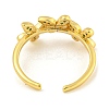 Flower Rack Plating Brass Micro Pave Cubic Zirconia Open Cuff Rings for Women RJEW-N047-01G-05-RS-3