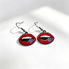 Gothic Alloy Red Enamel Dangle Earrings WGCC792-04-1