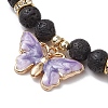 Round Natural Lava Rock Beads Stretch Bracelets for Women BJEW-JB11401-4