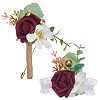 2Pcs 2 Style Cloth & Plastic Imitation Rose Boutonniere & Wrist Corsages AJEW-CP0005-93-1