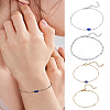 2Pcs 2 Style Brass Paperclip Chains & 304 Stainless Steel Satellite Chains Bracelets Set BJEW-LP0001-27-1