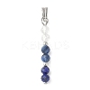 Faceted Round Natural Quartz Crystal & Lapis Lazuli & Kyanite Beaded Pendants PALLOY-JF03529-02-1