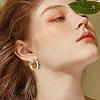 2 Pairs Tartan Pattern Enamel Chunky Hinged Hoop Earrings for Women EJEW-BBC0001-27A-5
