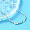 Faceted Round Natural Sunstone Beaded Necklaces NJEW-A045-05P-3