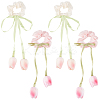4Pcs 2 Colors Tulip Polyester Elastic Hair Accessories OHAR-CY0001-15-1