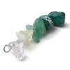 Gradient Color Natural Quartz Crystal & Natural Green Aventurine & Natural Prehnite & Natural Malachite Chip Beaded Pendants PALLOY-JF02790-05-4