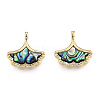 Synthetic Abalone Shell/Paua Shell Charms with Real 18K Gold Plated Brass Findings KK-N233-428-3