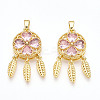 Brass Micro Pave Cubic Zirconia Pendants KK-N254-222G-1