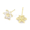 Brass Micro Pave Clear Cubic Zirconia Stud Earrings for Women EJEW-S217-E03-2