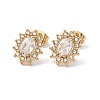 Cubic Zirconia & Rhinestone Oval Flower Stud Earrings EJEW-A080-04G-1