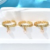 Brass Curb Chain Cuff Rings for Women RJEW-Z085-05G-1