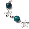 3Pcs Dyed Tiger Eye and Alloy Star Charms Link Bracelets for Women BJEW-TA00559-4