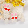 Lovely Design Handmade Polymer Clay Cute Rabbit Dangle Stud Earrings EJEW-F0070-13-3
