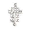 Brass Clear Cubic Zirconia Cross Connector Charms KK-Q028-33P-1