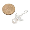 Plastic Pearl Heart Angel Pendant Decorations HJEW-JM03579-02-3