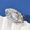 Brass Pave Cubic Zirconia Adjustable Open Cuff Rings for Women RJEW-R032-01P-2