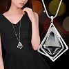 Alloy Crystal Rhinestone and Light Steel Blue Glass Pendant Long Necklaces FS-WG47C14-08-1