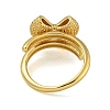 Bowknot Brass Micro Pave Clear Cubic Zirconia Double Rings RJEW-Z050-25G-4