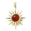 Brass Pave Natural Carnelian(Dyed & Heated) Pendants X-KK-Q043-17G-1