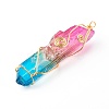Electroplate Natural Quartz Crystal Pendants PALLOY-JF00741-02-3