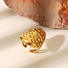 Ocean Themes 304 Stainless Steel Open Cuff Rings for Women RJEW-K293-02C-G-1