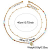 Rainbow Natural Mixed Stoned Beaded Double Layer Necklaces with Stainless Steel Heart Pendant for Beach Vacation KB9378-1-4