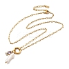 Natural Keshi Pearl Stick & Rectangle Purple Glass Pendant 304 Stainless Steel Paperclip hain Necklaces for Women NJEW-K255-54G-1