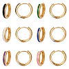 6 Pairs 6 Colors Real 18K Gold Plated Brass Huggie Hoop Earrings EJEW-AN0004-67-1