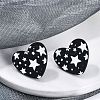 Heart Acrylic Printed Stud Earrings for Women EJEW-G418-01B-2