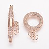 Brass Micro Pave Cubic Zirconia Ring Toggle Clasps ZIRC-P050-11RG-1