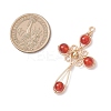 4Pcs 4 Styles Natural Carnelian(Dyed & Heated) Pendants PALLOY-TA00326-02-2