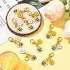 10Pcs 2 Styles Alloy Enamel Bee with Flower Pendant Decorations HJEW-FS00061-7