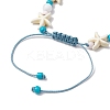 3Pcs 3 Styles Starfish & Turtle Synthetic Turquoise Braided Bead Bracelet Sets BJEW-JB10348-5